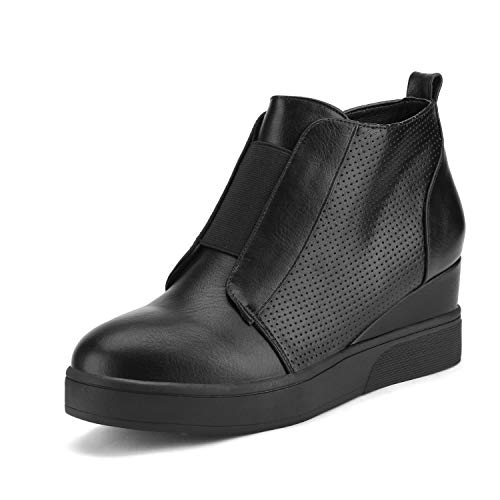 DREAM PAIRS Women’s Platform Wedge Sneakers Ankle Booties 9.5 Tan