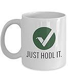 Official Vertcoin Just Hodl It Cryptocurrency Mug Acrylic Coffee Holder White 11oz Crypto Miner Blockchain Invest Trade Buy Sell Hold VTC