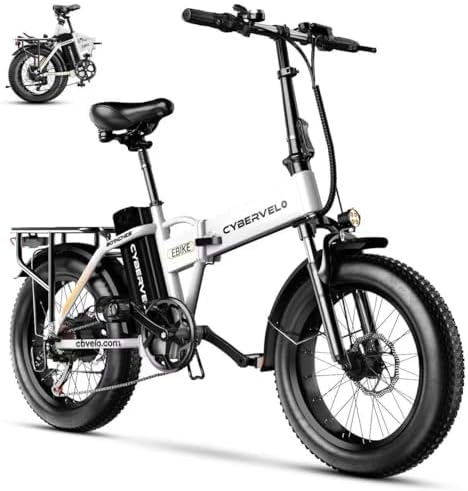 Cybervelo 750W Folding Electric Bike, 48V 20.8AH/50AH Large Remov...