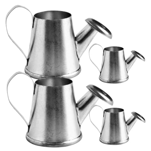 HANABASS 4 Piezas Hervidor Modelo en Miniatura Exterior pulverizador de presión pulverizadores regadera Watering Can Maceta de Agua para Plantas Cubo de riego de Juguete Planchar Silver