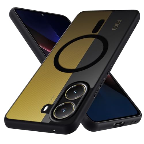 Olgary für Xiaomi Poco X7 Pro Hülle für MagSafe Vollständiger Kameraschutz Eingebauter Magnetring Stoßfest Kratzfest Transluzente Matt Handyhülle für Xiaomi Poco X7 Pro Case 6.67 Zoll Schwarz