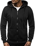 [page_title]-OZONEE Herren Kapuzenpullover Sweatjacke Sweatshirt Farbvarianten Kapuzenjacke Kapuzenpulli mit Reißverschluss Langarm Hoodie Sport Style Casual Fitness Training Basic J.Style 2008 SCHWARZ L
