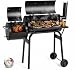 TLSUNNY Holzkohlegrill mit 2 Kammern, BBQ Smoker Grill mit Schornstein