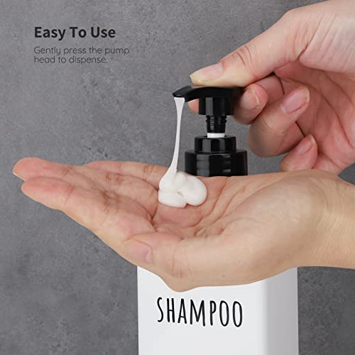 Image of Segbeauty Plastic Soap Dispenser, 3pcs 16.9oz Refillable Shampoo Bottles White, 500ml Empty Square Pump Press Bottle Shower Dispenser Lotion Container for Modern Bathroom Hotel Kitchen