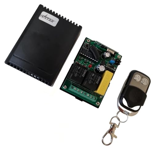 TKSTAR Pulsador inalámbrico de 2 canales, 230 V, 433 Mhz, incluye mando a distancia, apto para accionamiento de puerta de garaje, conexión de botón, Hörmann, Novoferm, acero normal, HomeLink