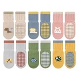 TootyTots 6er Set Kinder rutschfeste Socken mit Tierdrucken - Unisex Baby Baumwollsocken für Jungen Mädchen, Atmungsaktiv Jahreszeitübergreifend als Geschenkidee​