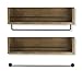 Rustic State William Wall Mount Wood Floating Shelf with Rail & Towel Bar for Kitchen Bathroom Bedroom Nursery Laundry Living Room Décor Storage - Spice Rack Display - 22.25 Inch - Walnut
