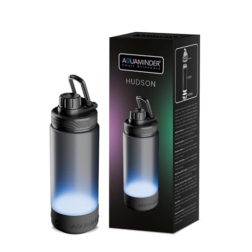 Image of Aquaminder Smart Water Bottle Glows & Beeps to Remind You to Drink More 600 ml Chug Cap Bottle For Adults and Kids Perfect for Secret Santa Gift & Birthday Gift, Travel, Gym, Yoga, Hudson