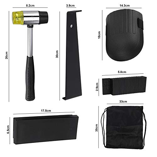 Artilife Laminate Wood Flooring Installation Kit with Ruber Hammer, 40Pcs Spacers, Heavy Duty Pull Bar, Tapping Block and 2 Knee Pads Tools Kit