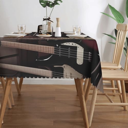 Nappe rectangulaire motif guitare 137x183 cm lavable pour table de repas - 4