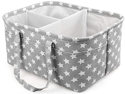 Business Trend Baby Nappy Caddy, Portable Nursery Organizer, Storage Basket for Babies, Portable Holder Tote Bag for Changing Table Car Travel Newborn Essentials .Baby Gift Accessories (grey)