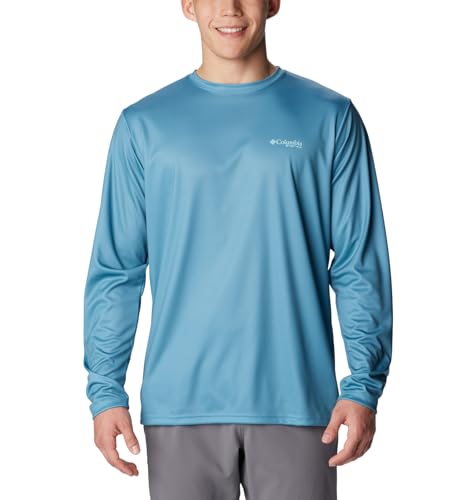 Columbia Men's Terminal Tackle PFG Fish Flag Long Sleeve, Canyon Blue/Gulf Stream Inshore Slam, Medium