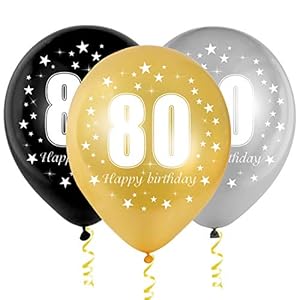 Luftballoon 80 Geburtstag, 80 Geburtstag Deko Mann Frau, Zahlenballon 80, Gold Schwarz Silber Ballon 80, 30 Stück Happy…