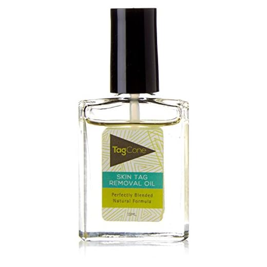 Aceite de eliminación de etiquetas para la piel de Tagcone, 15 ml, 100% natural y orgánico, potente fórmula con aceite de árbol de té y brocha aplicadora de fácil aplicación