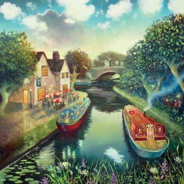 ArtEco DesignsBirthday/Blank Card for Men/Women - General Male/Female Card - Canal Boats on River - Eco-Friendly