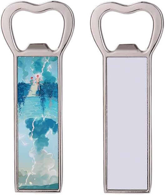 30 Pcs Sublimation Blank Metal Bottle Opener With Fridge Magnet DIY Heat Transfer Print Beer Bottle Opener Metal Refrigerator Magnet for Wedding Party Bar Kitchen Restaurant image 2