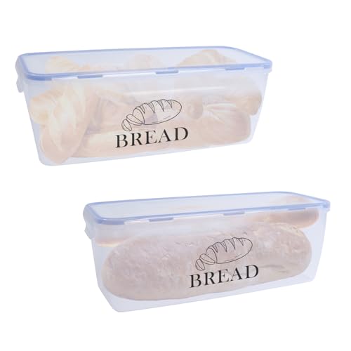 ZoeQide Paneras para Guardar el Pan - Bread Box 2 Piezas con Tapa Transparente, Hermético, Capacidad Grande, Fácil Limpieza (32.5x13.4x11.8 cm) - Paneras, Bread Bin