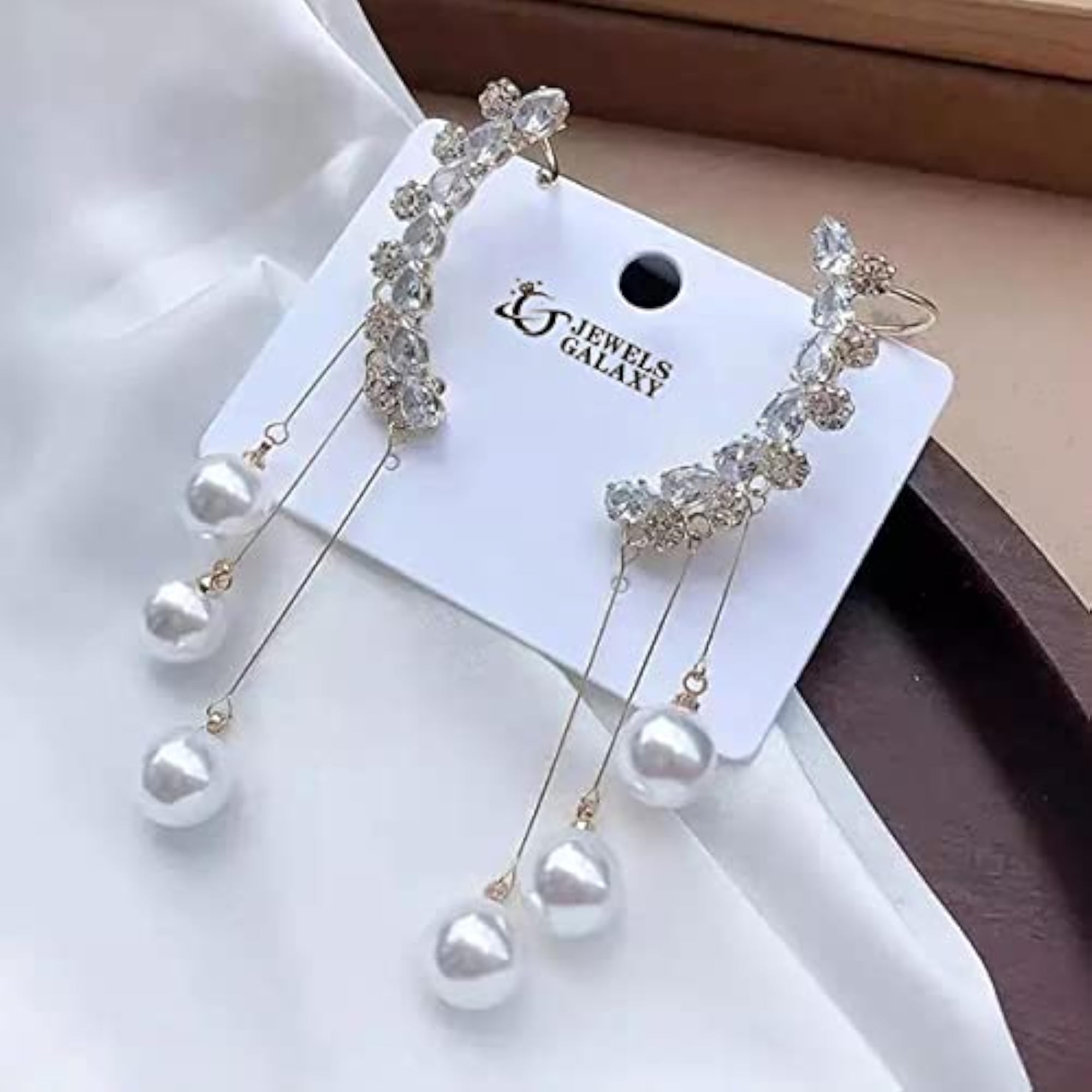 Plated AD Wings Pearl Drop Earrings