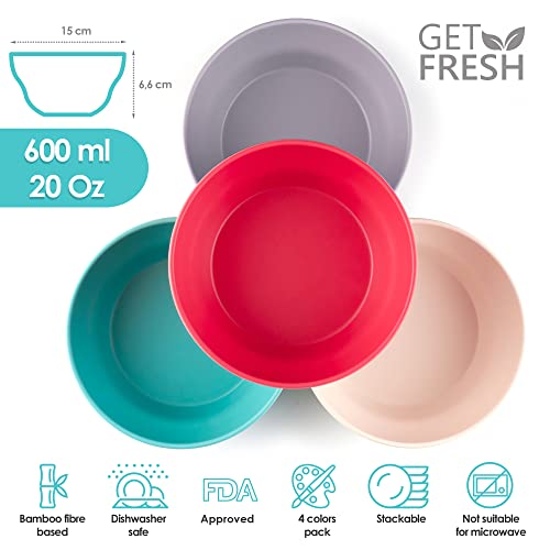 Get Fresh Bamboo Bowls 4 Pack, Bamboo Fiber Dinnerware Set, Non-Toxic Bamboo Dinnerware Multiple Colors, Bamboo Fiber Bowls For Healthy Dining #TOP2