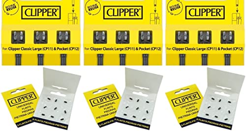 Clipper® Feuerzeug Zubehör Feuerstein Flintsystem (3x9 Feuerstein + 3x3 Flintsystem)