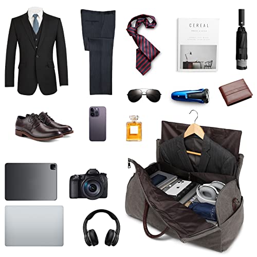 Image of seyfocnia Convertible Travel Garment Bag,Carry on Garment Duffel Bag for Men Women - 2 in 1 Hanging Suitcase Suit Business Travel Bag, Grey-Backpack, Fashion