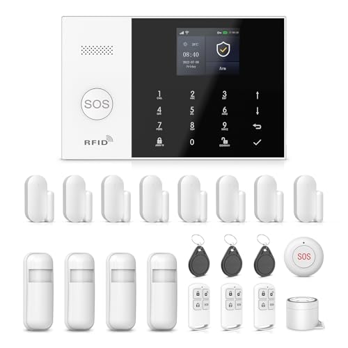 XNH 4G/WLAN Smart Home Sicherheitssystem, Alarmanlage Haus, Alarmanlage Wohnung mit APP, 21 Stück: Tür- und Fenstersensoren, Bewegungsmeldern, Fernbedienungen, 120dB Sirene, Funktioniert mit Alexa