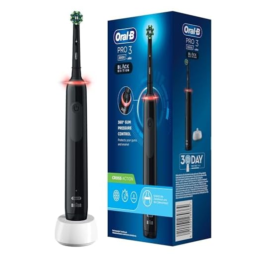 Oral-B Pro 3-3000 - Svart eltandborste, Elektrisk Tandborste, 1 handtag med visuell trycksensor, 1 borsthuvud, Designed By Braun