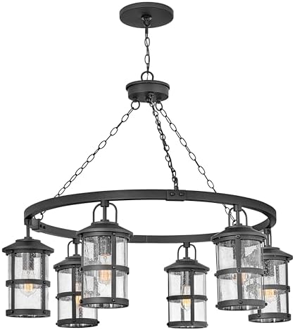 Hinkley Lakehouse Six Light 5W Med. LED Outdoor Medium Single Tier, Black