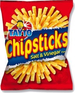 Chipsticks - Salt and Vinegar flavour snacks from Ireland (22 x 28g packs) by Tayto