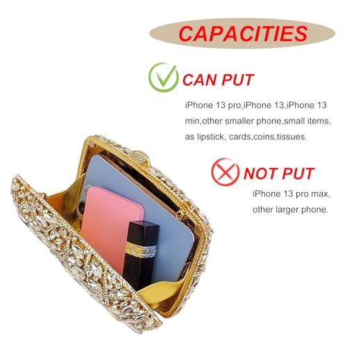 Image of Colorful Crystal Clutch Box Handbag Women Sparkling Evening Bags for Wedding Party Prom Purse