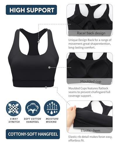 Image of RUNNING GIRL Sports Bras for Women High Support, Adjustable Straps High Impact Racerback Bra with Hook Closure Molded Cup