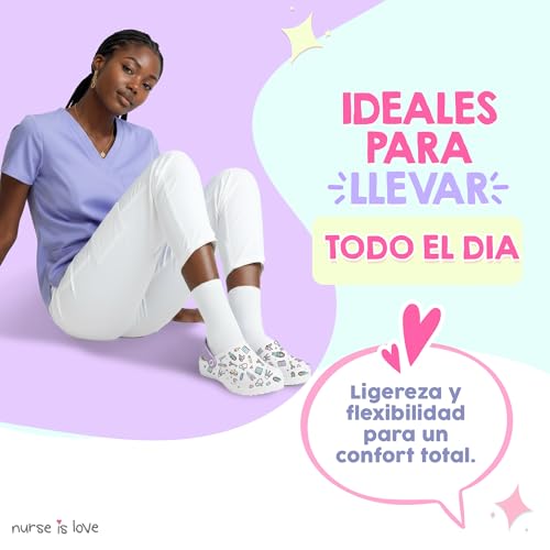 Nurse is Love Zuecos Sanitarios - Calzado de Trabajo para Enfermería | Regalos y Accesorios - imagen 2