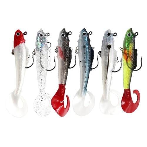 ZNDFTW 6 Pcs Pike Lures - Perch & Sea Bass Fishing Lures, Silicone Swimbait Artificial Bait