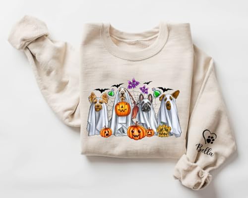 Pamaheart Custom German Shepherd Ghost Sweatshirt, Halloween Dog Sweatshirt, Ghost Dog Sweater, Halloween Mom Gifts for Women3