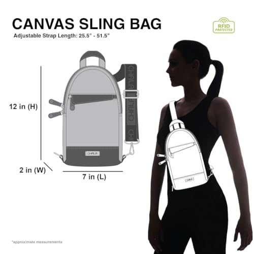 Image of CHALA Canvas Sling Bag Women RFID Protected Canvas Crossbody Backpack with Adjustable Strap