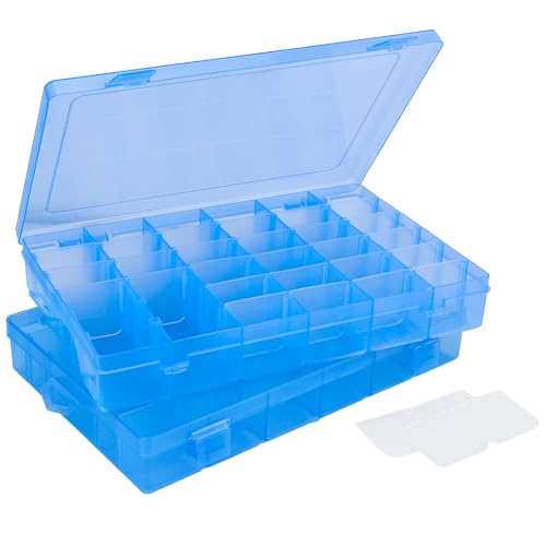 Image of Nail Organizer Storage Box 36 Grids, 2 Pack Rhinestone Container, Acrylic Press Fake Nail Tip Craft Art Accessories Plastic Empty Case, Display Holder for Jewelry Diamond Charms Gem Bead Polish