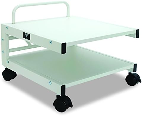 Balt Low Laser Printer Stand, 27501, 14''H x 17''W x 17''D, Brushed silver steel frame, Gray laminate shelves