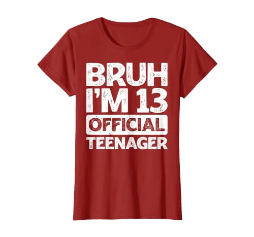 Bruh It's My 13th Birthday I'm 13 Year Old Official Teenager T-Shirt, Women, Cranberry Red, XX-Large