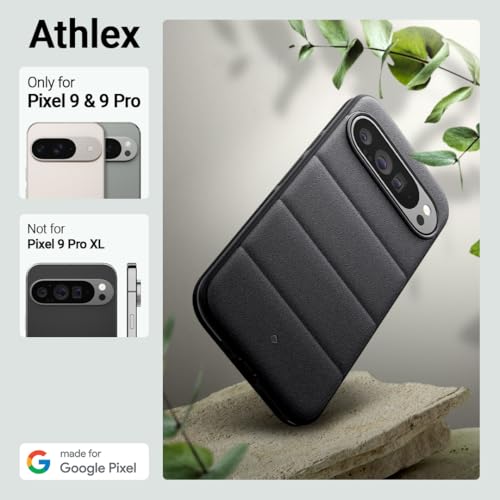 Image of CASEOLOGY by Spigen Athlex Back Cover Case for Google Pixel 9 / Pixel 9 Pro [Sandstone Texture] Pixel 9 / Pixel 9 Pro Case with Military Grade Drop Protection, Side Grip Pattern (TPU, PC|Active Black)