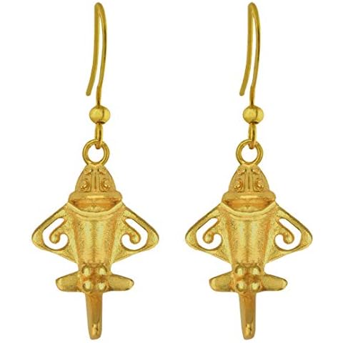 Across The Puddle, Ancient Golden Jet Collection |Golden Jet-3 Dangle Earrings (XS) | Pre-Columbian Quimbaya Airplane Jet-3|Ancient Aircraft-3 Earrings Cover