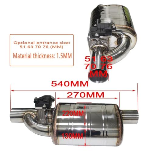 Escape de coche de 70mm con válvula eléctrica ajustable 7