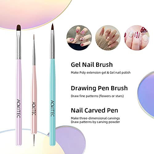 Aokitec Nail Art Brushes 6Pcs Set Gel Polish Nail Art Design Pen Painting Tools With Nail Extension Gel Brush Builder Gel Brush Nail Dotting Pen & Nail Art Liner Brush For Salon At Home Diy Manicure #TOP5