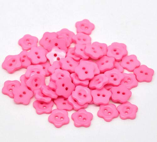 400 x Pink Flower Shape 12mm Sewing Buttons with 2 Holes. for Scrapbooking, Cardmaking or Clothes Making
