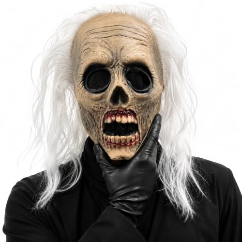 Scary Halloween Mask for Adults Skeleton Skull Face Latex Full Head Costume