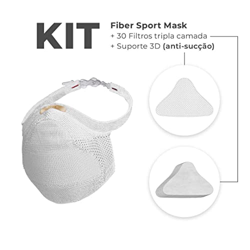 Kit Máscara Fiber Festive + 30 Filtros de Proteção + Suporte (G, BRANCO SPORT)