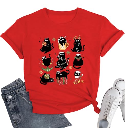 Image of Cat Shirts for Women Butterfly Graphic Tops Dandelion T Shirt Womens Vacation T-Shirt Nature Lover Tee