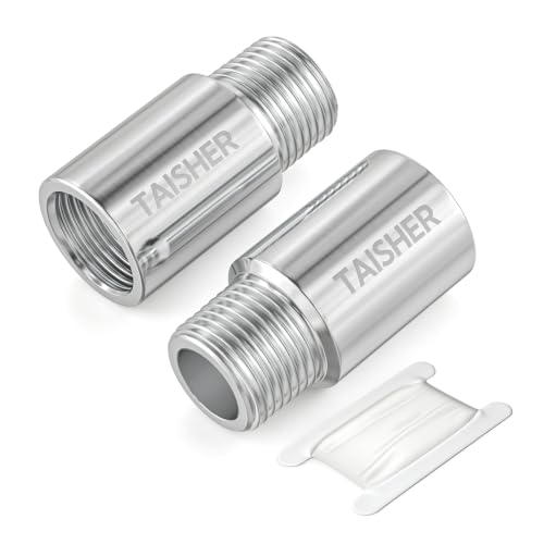 TAISHER 2Pcs 316 Nipple Cast Pipe,1/2"Male NPT x 1/2"Female NPT, 2"(L)