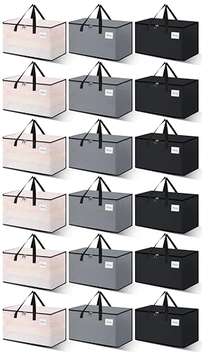 NATURELUX Heavy Duty Moving Bags and Moving Boxes - Extra Large Packing Bags and Storage Totes, Collapsible and Foldable Option for Moving and Storage, Multicolored, 93 L - 18 Pack
