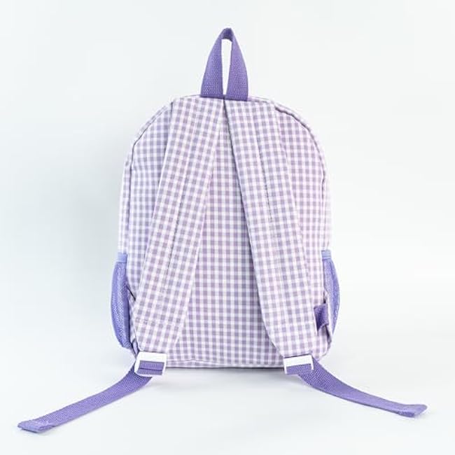 MT WORLD Daycare Backpacks with Lunch Boxes Set,Personalized Checkered Backpacks and Lunchboxes,Travel Daypack with Lunch Bag,Purple Checkered Daypack Lunchbags Set