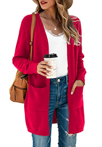Image of TASAMO Cardigan Sweaters for Women Long Sleeve Open Front Casual Knit Fall Coat Oversized Soft Outwear with Pockets
